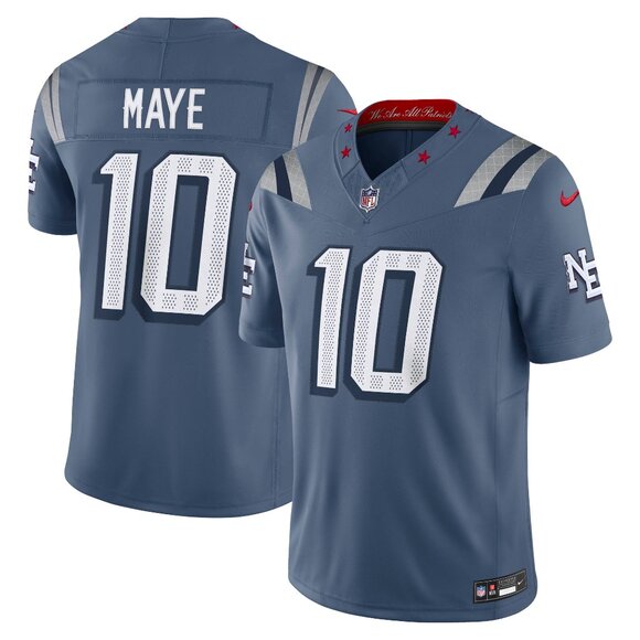Mens or Youths Choose Drake Maye Stitched Storm Blue Jersey Vapor